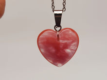 Load image into Gallery viewer, Crystal Necklace Silver Tone Strawberry Quartz Heart  Pendant Necklace  Handmade
