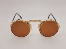 Load image into Gallery viewer, Steampunk Goggles Glasses Round Sunglasses Emo Retro Vintage Flip Up
