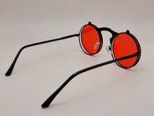 Load image into Gallery viewer, Steampunk Goggles Glasses Round Sunglasses Emo Retro Vintage Flip Up red
