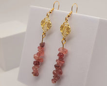 Load image into Gallery viewer, Handmade Strawberry Quartz Natural Drop Earrings , Stone Earrings
