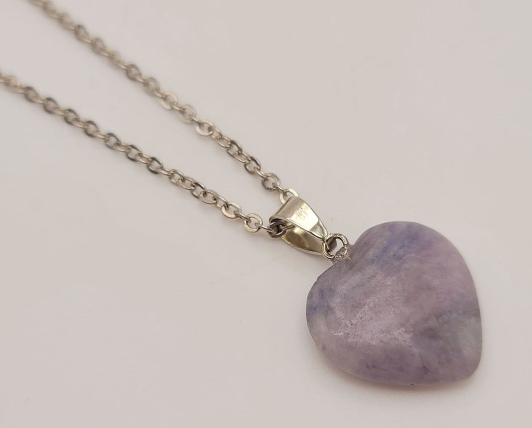 Natural Handmade Crystal Necklace Purple & Green Fluorite Crystal Pendant