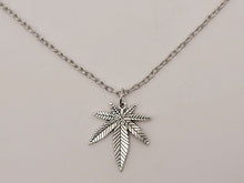 Load image into Gallery viewer, Stainless Steel Weed Necklace - Marihuana Necklace - Silver Necklace,
