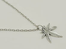 Load image into Gallery viewer, Stainless Steel Weed Necklace - Marihuana Necklace - Silver Necklace,
