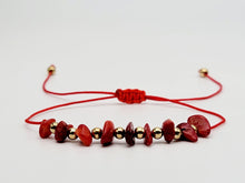 Load image into Gallery viewer, Radiant Red Jasper Chip Adjustable Bracelet - Handcrafted Beauty for Him or Her
