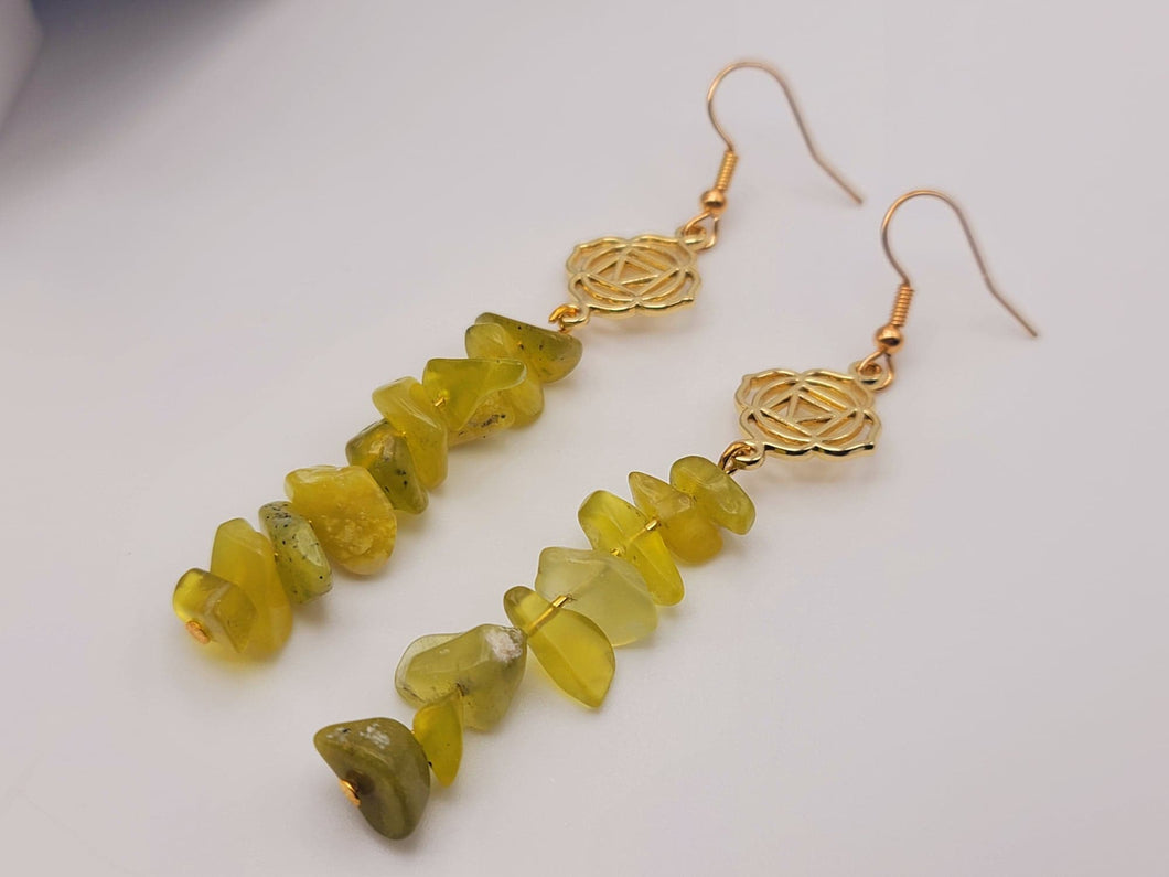 Handmade Dream Prehnite Natural Drop Earrings , Crystal  Earrings