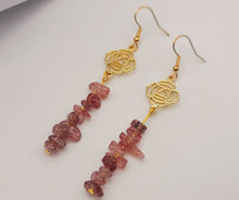 Load image into Gallery viewer, Handmade Strawberry Quartz Natural Drop Earrings , Stone Earrings
