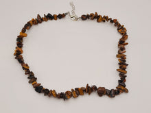 Load image into Gallery viewer, Tiger Eye Choker Necklace Silver tone Gorgeous Choker Chip Stones
