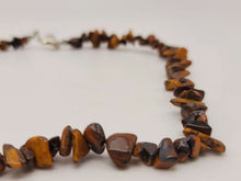 Load image into Gallery viewer, Tiger Eye Choker Necklace Silver tone Gorgeous Choker Chip Stones
