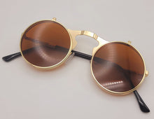 Load image into Gallery viewer, Steampunk Goggles Glasses Round Sunglasses Emo Retro Vintage Flip Up
