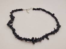 Load image into Gallery viewer, Black Obsidian Chip Choker Necklace Silver tone Gorgeous Choker
