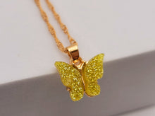 Load image into Gallery viewer, Yellow Butterfly Necklace - Trendy Butterfly necklace Silver tone
