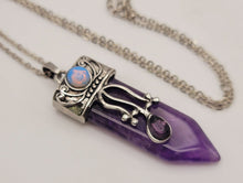 Load image into Gallery viewer, Natural Amethyst Point pendant necklace, natural Amethyst stone
