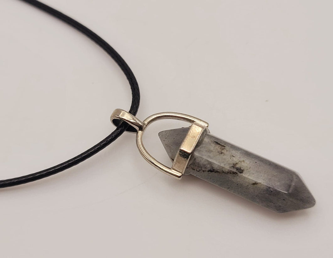 Labradorite Point Necklace Genuine Handmade Leather Necklace