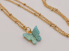 Load image into Gallery viewer, Sterling Silver Blue Opal Stone Butterfly Necklace Trendy necklace , Handmade
