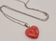 Load image into Gallery viewer, Crystal Necklace Silver Tone Strawberry Quartz Heart  Pendant Necklace  Handmade
