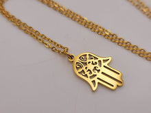 Load image into Gallery viewer, SaleHamsa Gold Necklace, Hand of Fatima,Hand Of God , Gold Plated Hamsa Necklace
