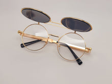 Load image into Gallery viewer, Steampunk Goggles Glasses Round Sunglasses Emo Retro Vintage
