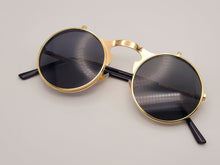 Load image into Gallery viewer, Steampunk Goggles Glasses Round Sunglasses Emo Retro Vintage Flip Up
