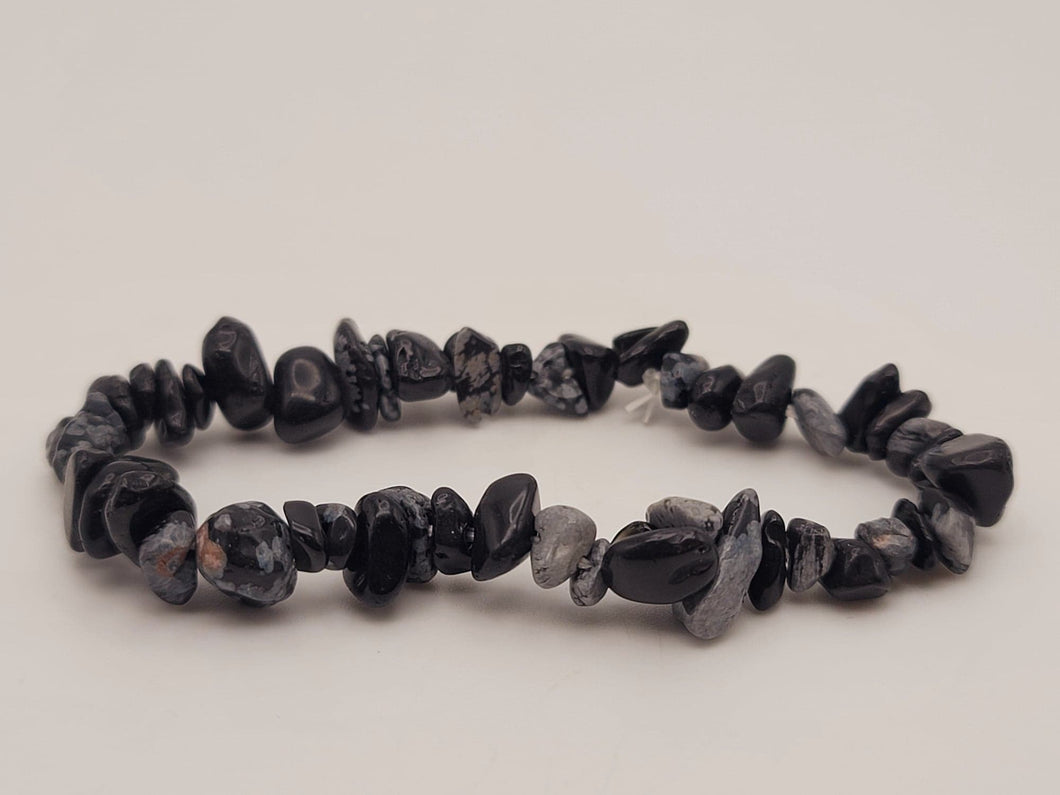 Snowflake Obsidian Healing Bracelet Chip Bracelet Handmade