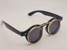 Load image into Gallery viewer, Steampunk Goggles Glasses Round Sunglasses Emo Retro Vintage Golden Black
