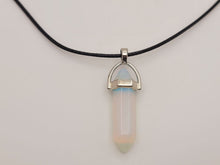 Load image into Gallery viewer, Crystal Necklace Silver Wire Opal Healing Crystal Point Leather Necklace
