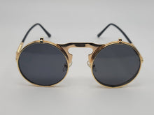 Load image into Gallery viewer, Steampunk Goggles Glasses Round Sunglasses Emo Retro Vintage Flip Up
