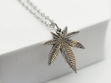 Load image into Gallery viewer, Stainless Steel Weed Necklace - Marihuana Necklace - Silver Necklace,
