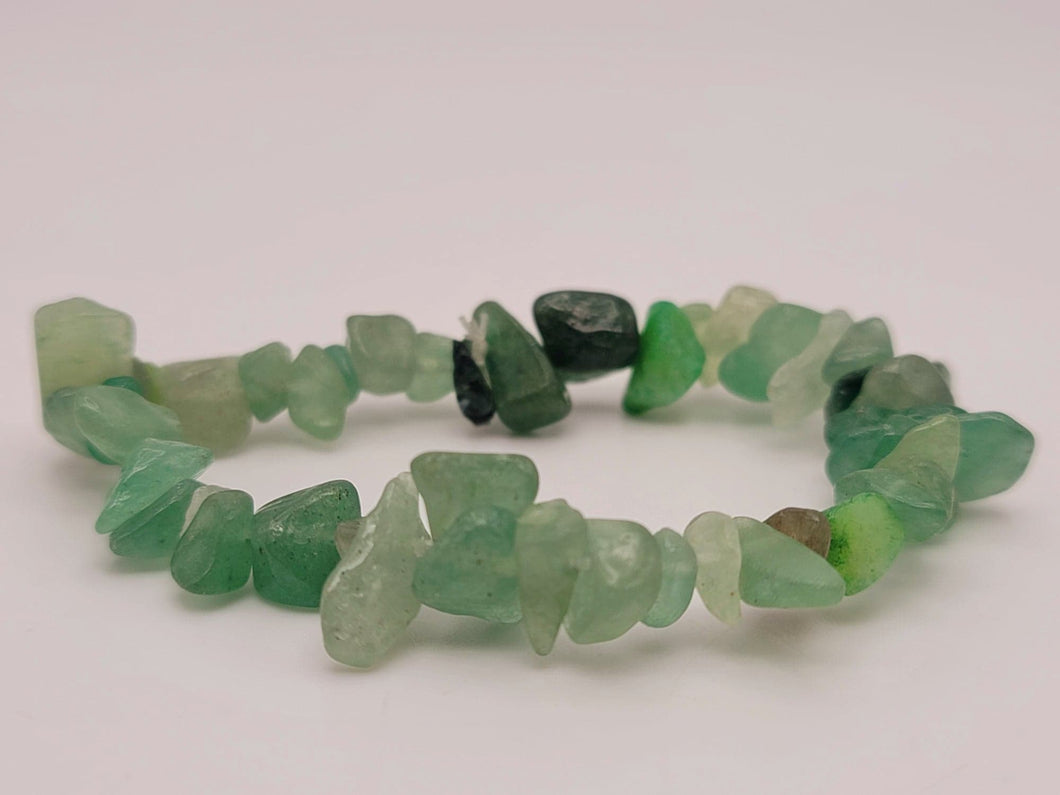 Green Aventurine Chip Bracelet Handmade Genuine Crystal Stretch  Bracelet