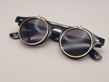Load image into Gallery viewer, Steampunk Goggles Glasses Round Sunglasses Emo Retro Vintage Golden Black
