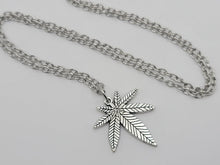 Load image into Gallery viewer, Stainless Steel Weed Necklace - Marihuana Necklace - Silver Necklace,
