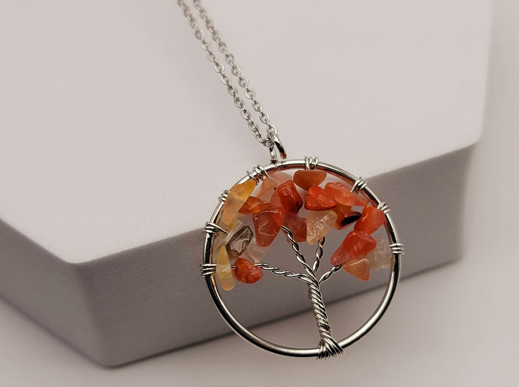 Tree Of Life Carnelian necklace / Tree necklace / Manifestation necklace Carnelian