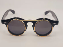 Load image into Gallery viewer, Steampunk Goggles Glasses Round Sunglasses Emo Retro Vintage Golden Black
