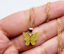Load image into Gallery viewer, Yellow Butterfly Necklace - Trendy Butterfly necklace Silver tone
