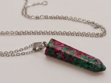 Load image into Gallery viewer, Crystal Necklace Blood Stone Healing Crystal Necklace Silver tone
