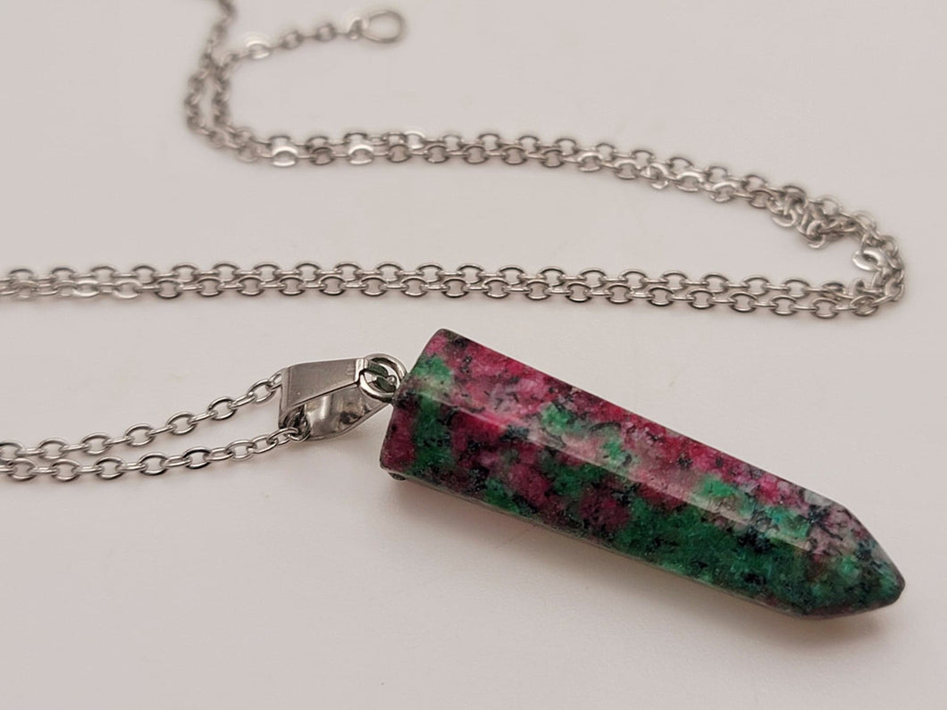 Crystal Necklace Blood Stone Healing Crystal Necklace Silver tone