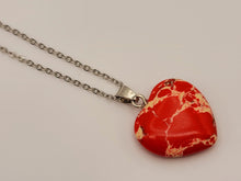 Load image into Gallery viewer, Natural Handmade Crystal Necklace Silver Tone Heart Turquoise Healing Crystal
