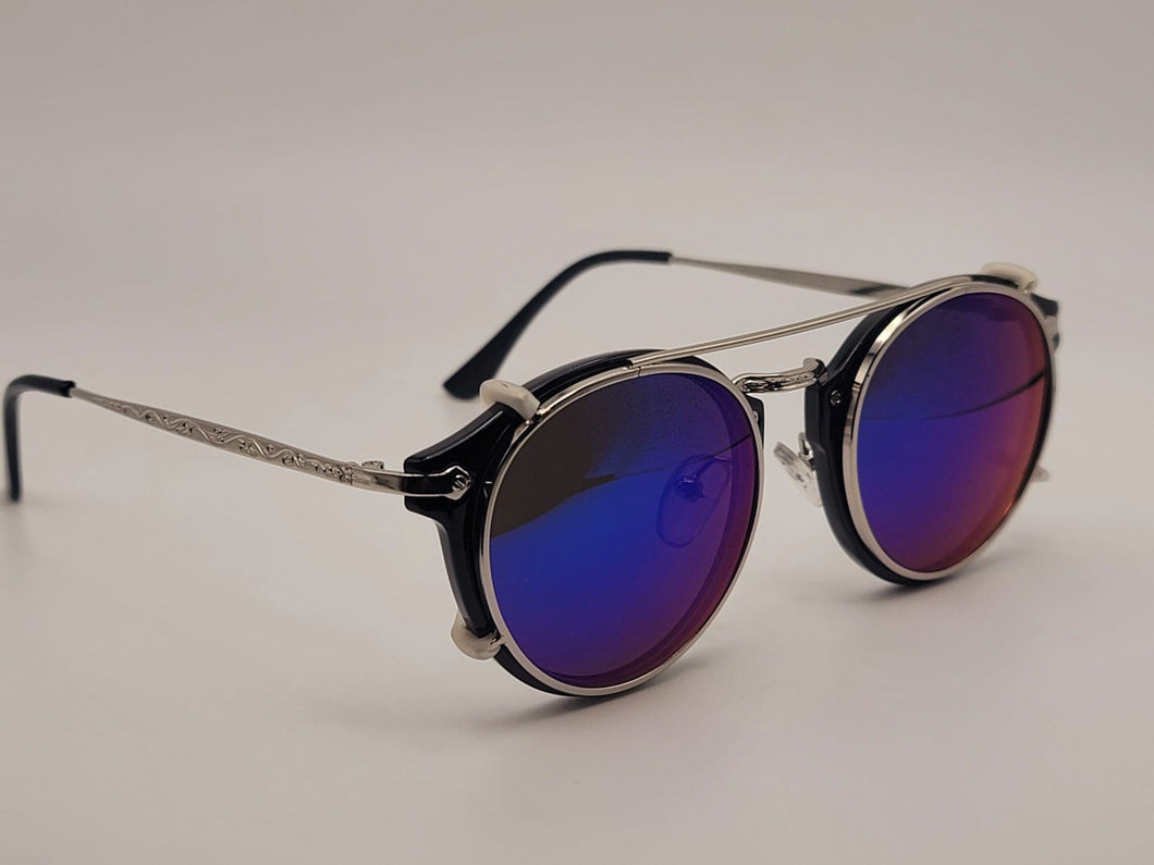 Steampunk Goggles Glasses Round Sunglasses Emo Retro Vintage Colorful Blue