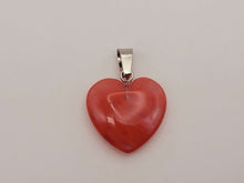 Load image into Gallery viewer, Crystal Necklace Silver Tone Strawberry Quartz Heart  Pendant Necklace  Handmade
