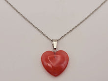 Load image into Gallery viewer, Crystal Necklace Silver Tone Strawberry Quartz Heart  Pendant Necklace  Handmade
