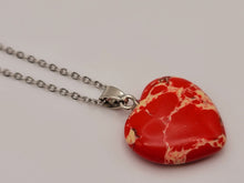 Load image into Gallery viewer, Natural Handmade Crystal Necklace Silver Tone Heart Turquoise Healing Crystal
