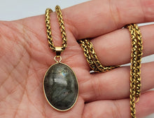 Load image into Gallery viewer, Trendy Labradorite Heart Choker Necklace Gold tone Gorgeous Choker
