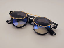 Load image into Gallery viewer, Steampunk Goggles Glasses Round Sunglasses Emo Retro Vintage Golden Black

