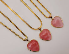 Load image into Gallery viewer, Crystal Choker Necklace Gold Tone Strawberry Quartz Heart
