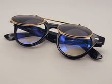 Load image into Gallery viewer, Steampunk Goggles Glasses Round Sunglasses Emo Retro Vintage Golden Black
