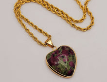 Load image into Gallery viewer, Crystal choker heart Necklace Blood Stone Healing Crystal Golden tone
