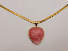 Load image into Gallery viewer, Crystal Choker Necklace Gold Tone Strawberry Quartz Heart
