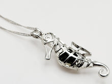 Load image into Gallery viewer, 100% Genuine Natural Moldavite Sea Horse Locker Necklace  Silver Tone
