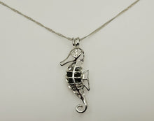 Load image into Gallery viewer, 100% Genuine Natural Moldavite Sea Horse Locker Necklace  Silver Tone
