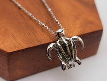 Load image into Gallery viewer, 100% Genuine Natural Moldavite Turtle Locker Necklace  Silver Tone
