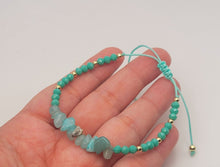 Load image into Gallery viewer, Amazonite Irregular Chips Stone bracelet 4mm adjustable to size
